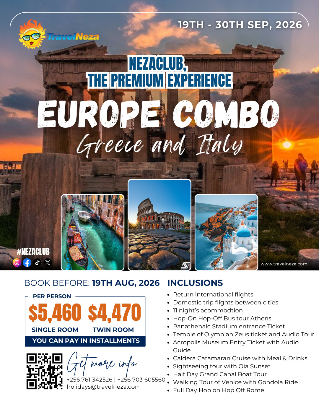 Greece and Italy September Holiday 2026