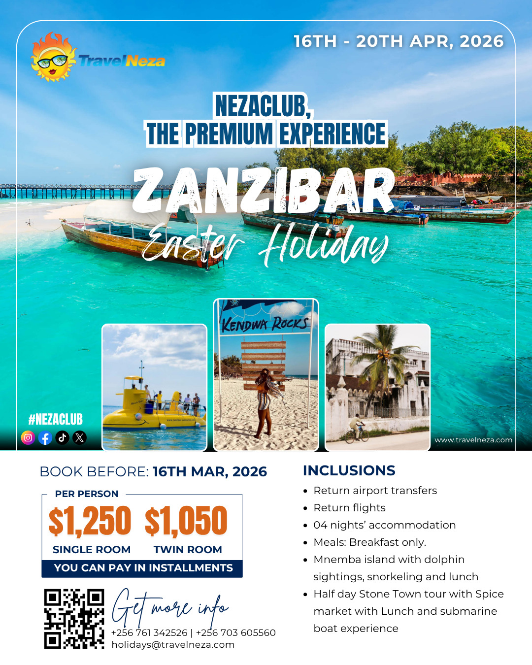 NezaClub Zanzibar Easter Holiday 4 nights /5 days