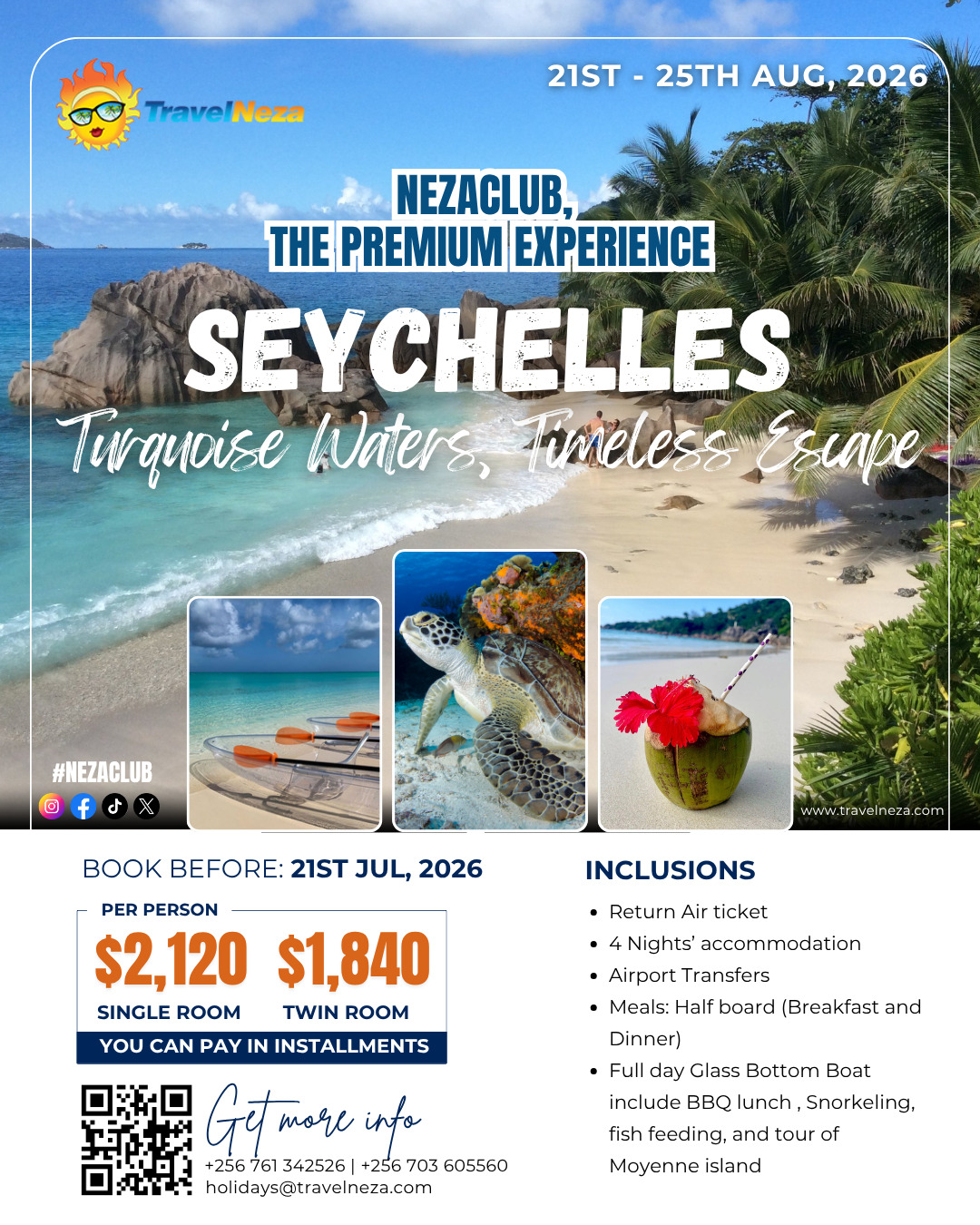 NezaClub Seychelles August holiday