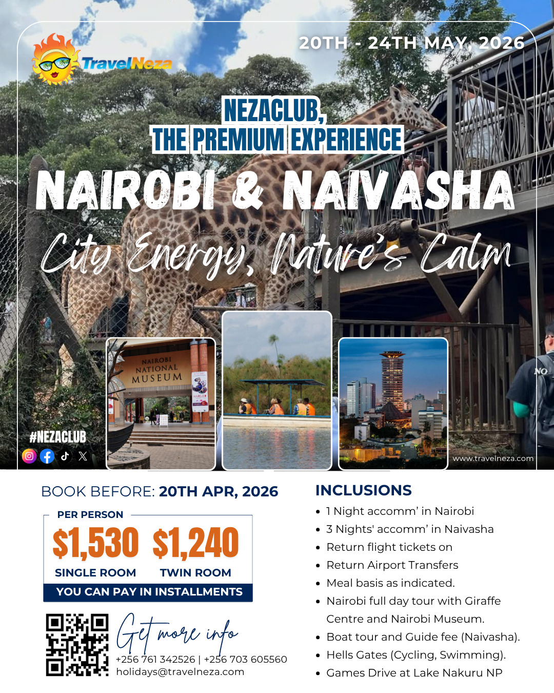 NezaClub Nairobi & Naivasha mothers Getaway 5 Days/4 Nights