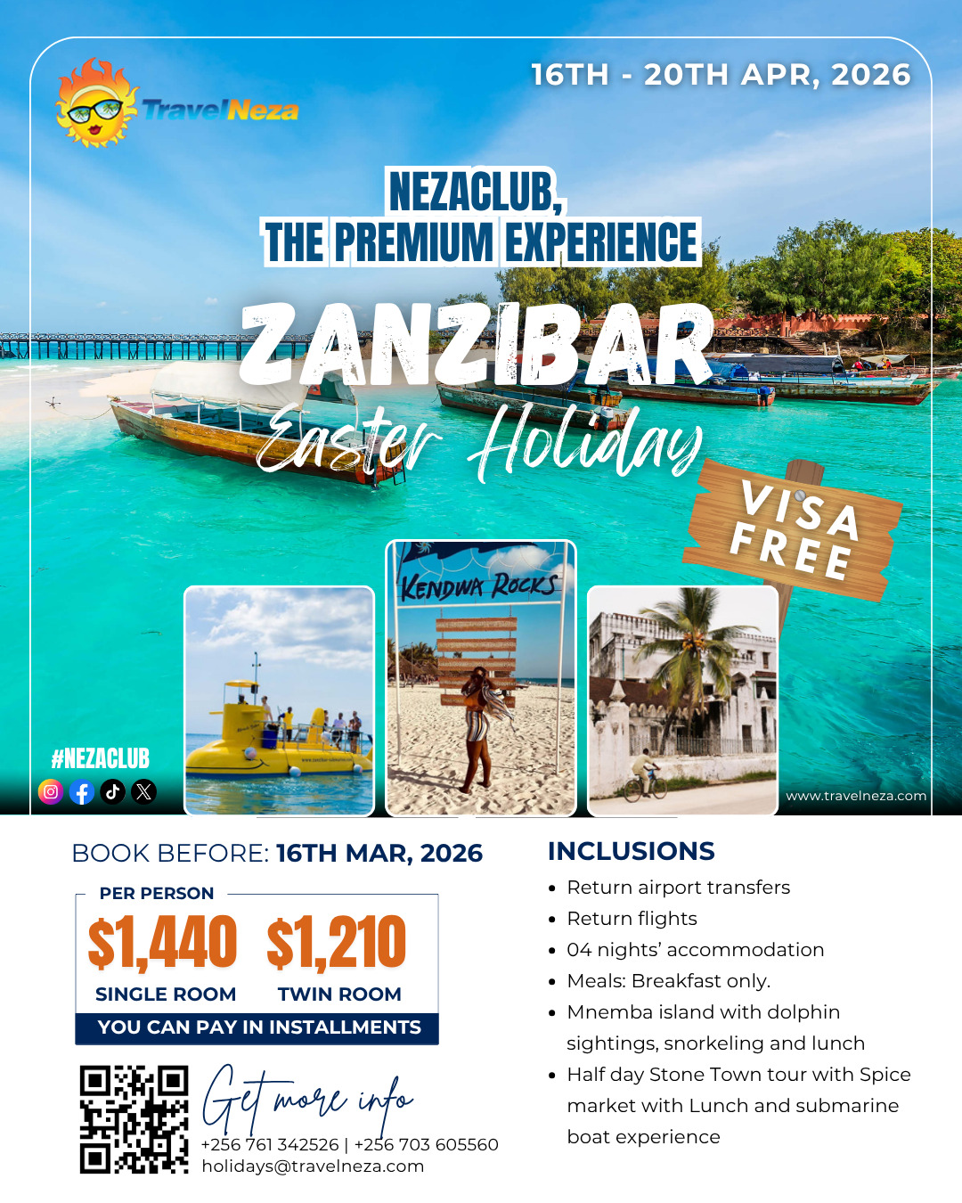 NezaClub Zanzibar Easter Holiday 4 nights /5 days