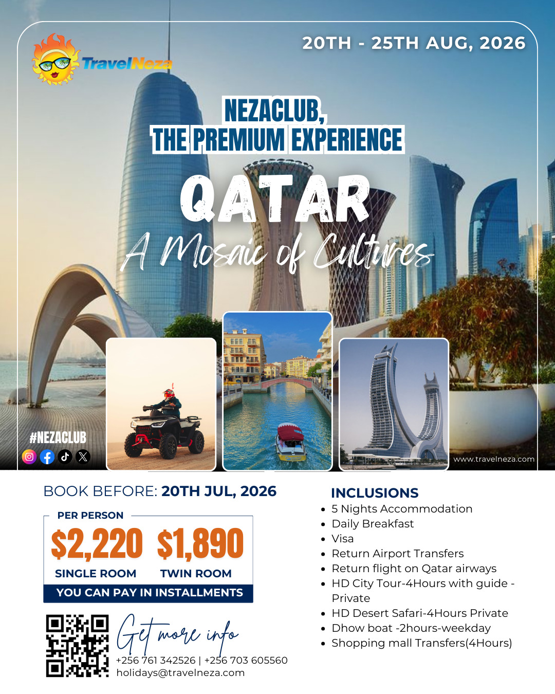 NezaClub Qatar August Getaway: Desert Adventures & Doha City Lights
