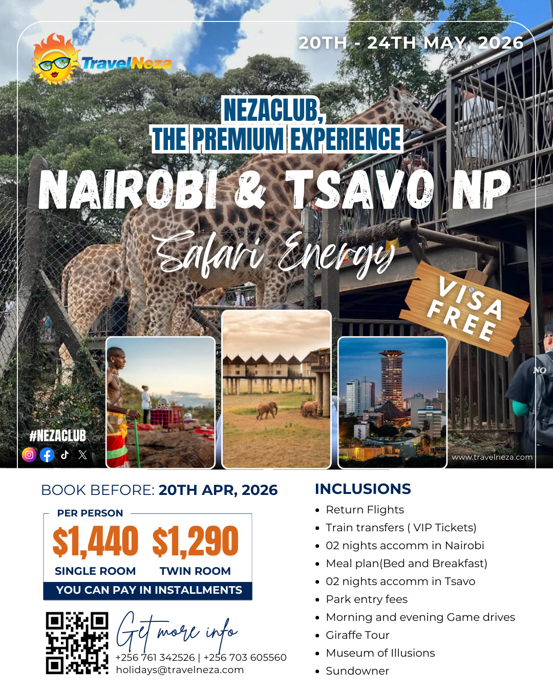 NezaClub Nairobi & Tsavo Safari Holiday: City Energy, Wild Safaris & Sunset Moments